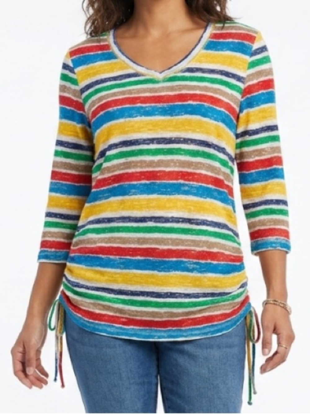 FDJ Rainbow Stripe Side Cinch Knit Top Kidcore S Top size S